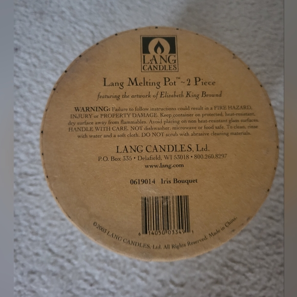 Lang Melting Pot Ceramic Wax Melter/Tart Warmer Iris Bouquet - 2 pieces - Picture 9 of 9